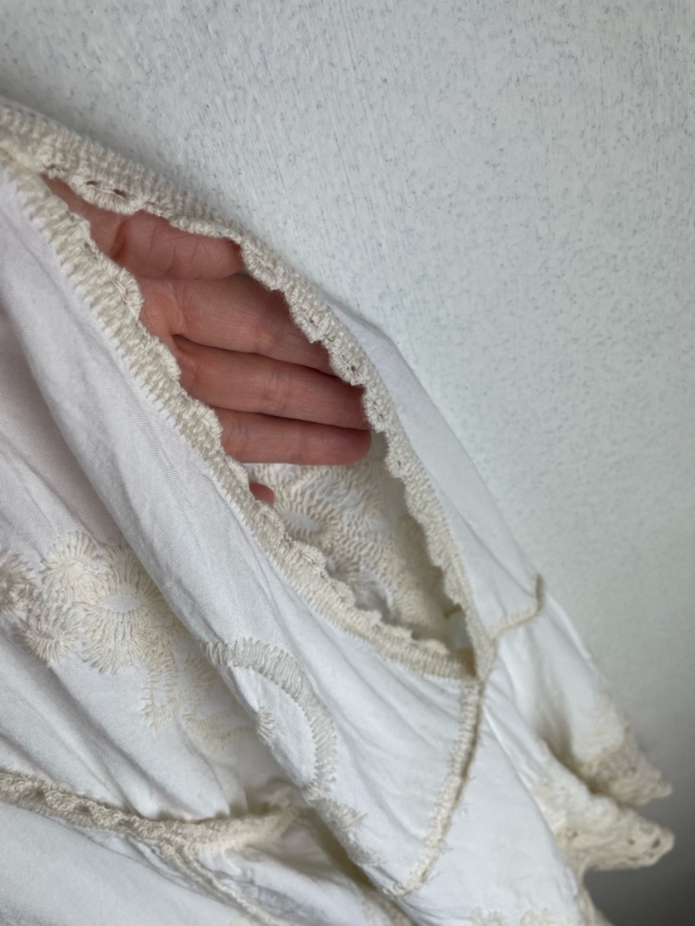 Democracy Cream and White Crochet-Trim Peasant Blouse - Picture 11 of 16